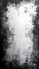 Fototapeta premium An abstract grunge background featuring a black-and-white distressed texture. The uneven surfaces and rough patterns create a raw, edgy aesthetic, perfect for artistic designs.