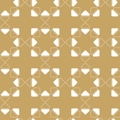 Abstract geometric pattern with crosses, stripes, lines. Seamless vector background. White and gold ornament. Modern reticulated graphic design.