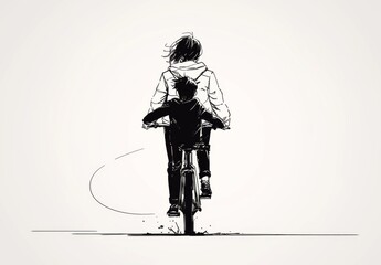 Fototapeta premium a father and son riding a bicycle together