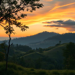 Fototapeta premium sunset in the mountains