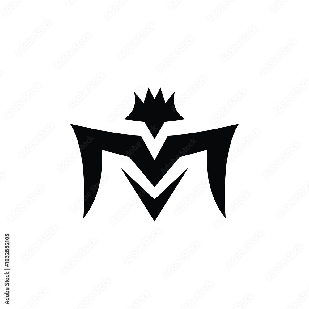 Wall mural letter m with luxury abstract eagle logo template