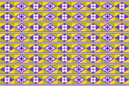 seamless geometric pattern with triangles and flower