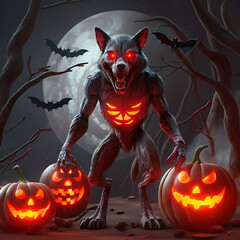 design Happy Halloween, Candies in the shape of pumpkins for Halloween, Generated with AI