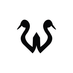 Letter W Swan Logo