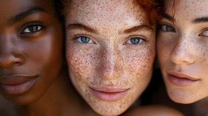 Close-up Portraits of People With Different Skin Tones, Freckles, and Beauty Marks