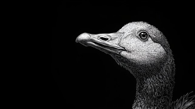 Detailed Goose Illustration Standing Beside the Majestic Parbat Mountain Peaks picture