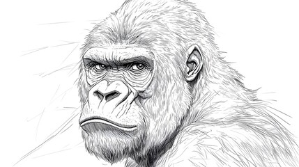 Bold Roaring Gorilla Illustration in Monochrome Black and White Design picture