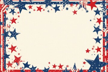 Fototapeta premium A red, white, and blue frame with stars and stripes for an American theme It has a large blank space in the center of its design to add text or pictures American flag patterns Generative AI
