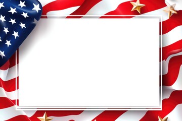 A blank frame with an American flag background, perfect for framing your messages or images during the decked-up, red, white, and blue celebration of freedom and pride Generative AI