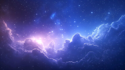 Fototapeta premium A deep space nebula where glowing clouds of gas and distant stars create a surreal and dreamlike scene