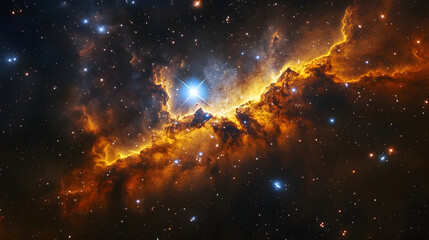 A galactic wonder where nebula clouds glow in vibrant colors and stars flicker against the backdrop of the universe