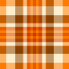 Packaging fabric pattern tartan, attire check texture textile. Length seamless plaid background vector in orange and bright colors.