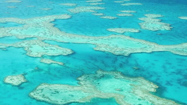 Amazing aerial view of Great Barrier Reef nature designs. Whitsundays. Queensland, Australia