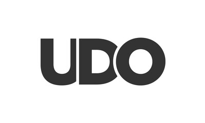 UDO logo design template with strong and modern bold text. Initial based vector logotype featuring simple and minimal typography. Trendy company identity.
