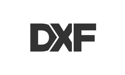 DXF logo design template with strong and modern bold text. Initial based vector logotype featuring simple and minimal typography. Trendy company identity.