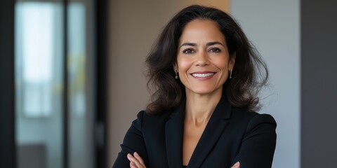 A Happy 45 year old professional middle-aged businesswoman corporate leader