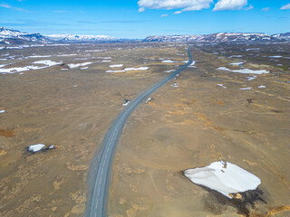 Road through Holasandur in the landscape of north Iceland