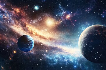 Astronomy concept backdrop with a galactic theme for space exploration