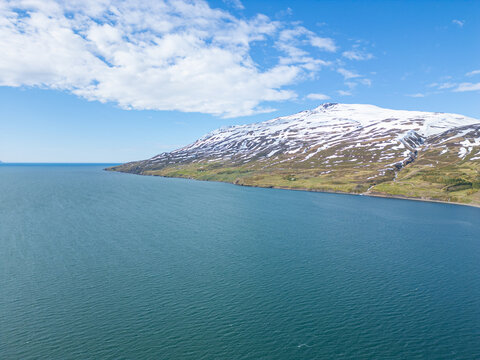 Aerial view of Latrastrond in north Iceland