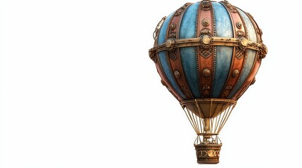 Illustration for a steampunk hot air balloon floating isolated on white background