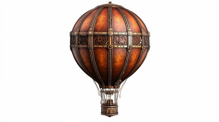 Illustration for a steampunk hot air balloon floating isolated on white background