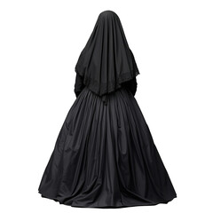 Naklejka premium Figure fully covered in black draped cloth with no visible face, isolated on a transparent background