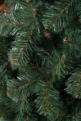 macro artificial Festive Christmas tree close-up