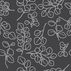 Seamless pattern of eucalyptus branches, background