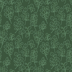 Seamless pattern of eucalyptus branches, background