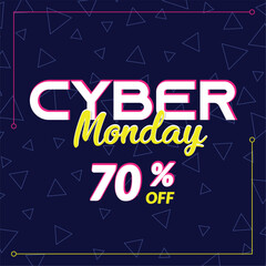 Naklejka premium Cyber Monday special offer with neon design and colorful lights, Vector