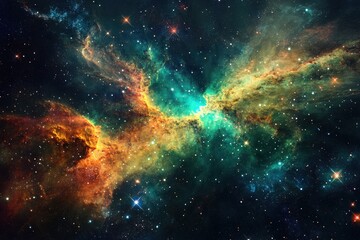 Naklejka premium Surreal galaxy with a cosmic blend colors and star formations