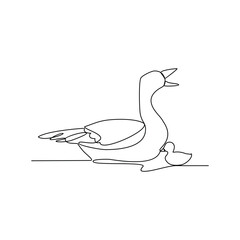 One continuous line drawing of people with Duck with their young vector illustration. Animal themes design in simple linear style vector concept. Animal design for educational presentation purpose.
