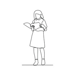 One continuous line drawing of people with reading activity illustration. Reading design in simple continuous linear style vector concept. Reading themes design for educational presentation purpose.
