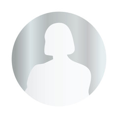 Silver Gradient Default Short Hair Female Avatar Profile Icon, Suitable for Social Media Dating Online