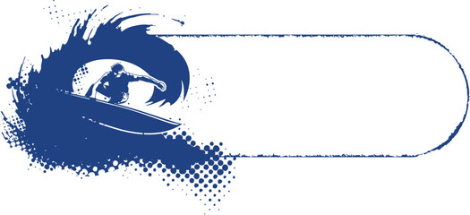 surf grunge banner with surfer in tube