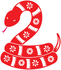 Red Snake Zodiac Animals for Chinese Lunar New Year.