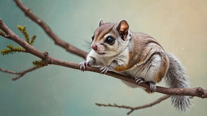 Siberian flying squirrel with its patagium extended