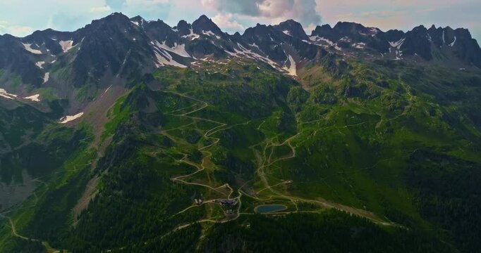 Drone Shot of Chamonix. Chamonix-Mont-Blanc is a resort town in France near the border with Switzerland and Italy. It is located at the foot of Mont Blanc, the highest peak in the Alps
