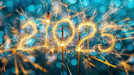 Obraz premium Burning Sparkler Forming the Number 2023