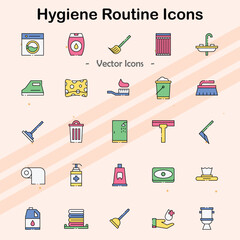 Icons representing personal hygiene routines and cleanliness.