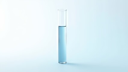 Generative, AI, test tube with blue liquid on a white background, minimalistic scientific research concept.

