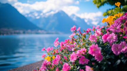 Obraz premium flowers on a lake