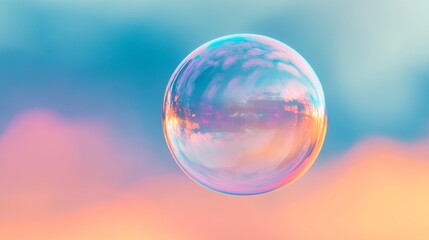 Floating Soap Bubble with Colorful Reflections