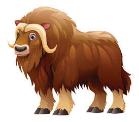 Musk ox cartoon illustration isolated on white background