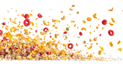Cereal breakfast set on transparent background 
