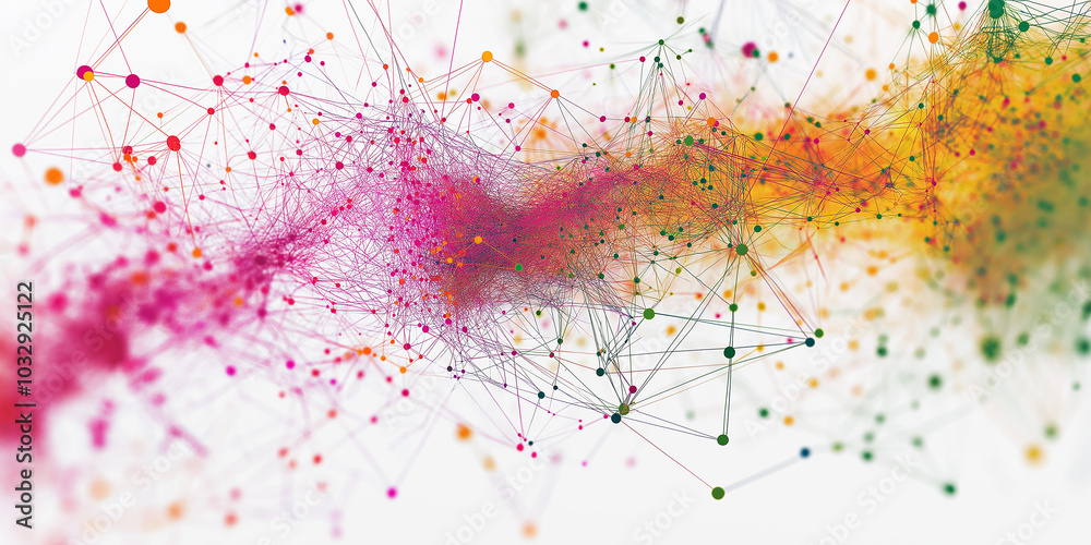 Aufkleber Network connections with dots and lines forming a big data structure