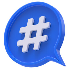 3d shape hashtag social media notification circle icon isolated transparent background 3D rendering