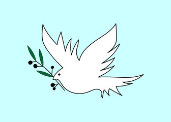 dove of peace with olives vector and illustration