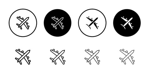 Airplane icon Flat fill set collection