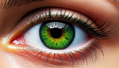 Fototapeta premium Eye with Flat Green Iris: A Vibrant Visual
